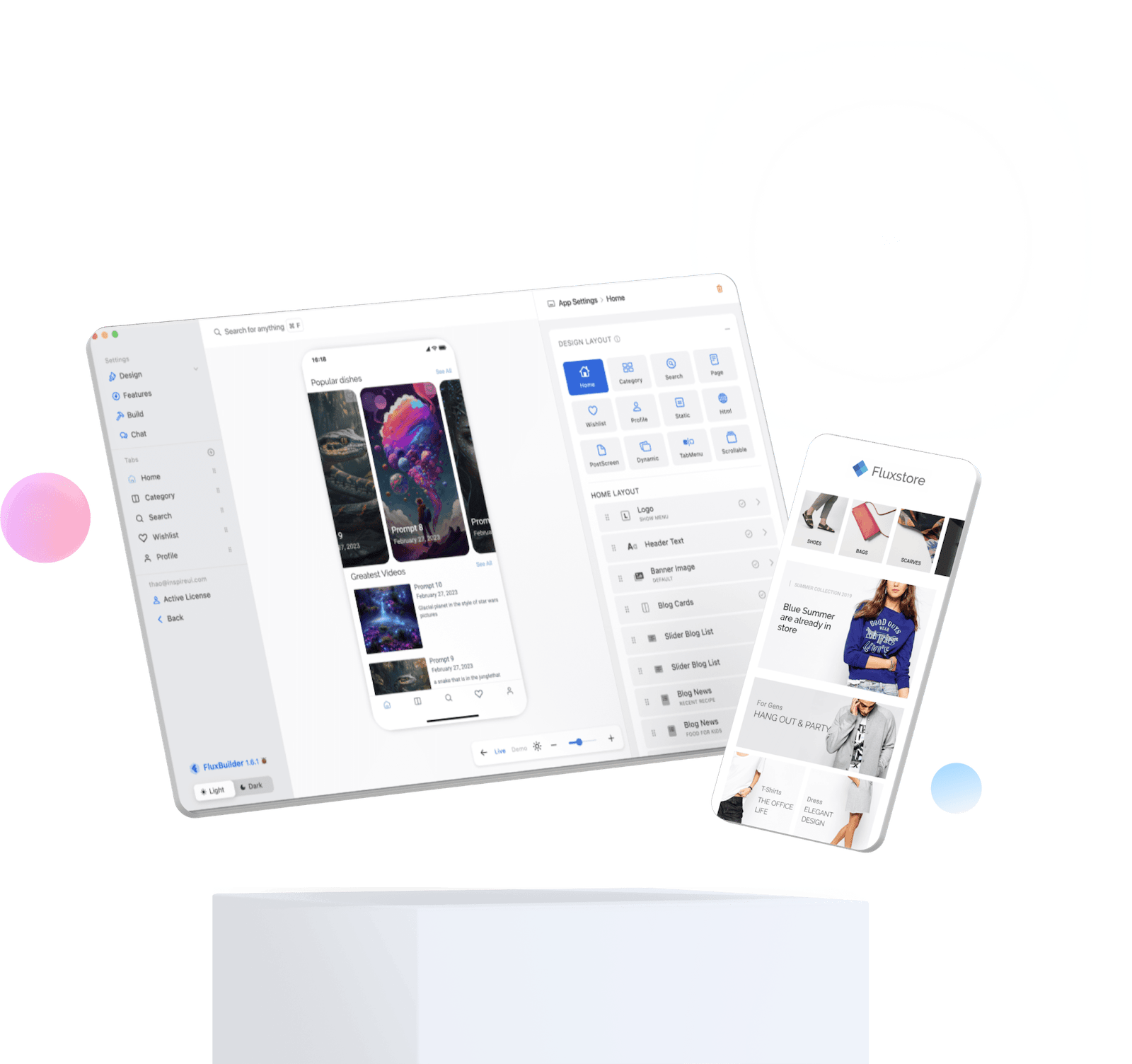 FluxBuilder App Interface - Create mobile apps without coding
